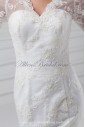 Lace V-Neck Neckline Sweep Train Sheath Half-Sleeves Wedding Dress