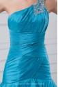 Taffeta Asymmetrical Neckline Floor Length Sheath Embroidered Prom Dress