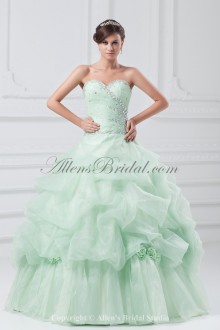 Organza Sweetheart Neckline Floor Length A-line Embroidered Prom Dress