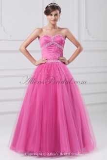Net Sweetheart Neckline Floor Length A-line Embroidered Prom Dress
