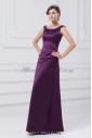 Satin Square Neckline Floor Length A-line Prom Dress
