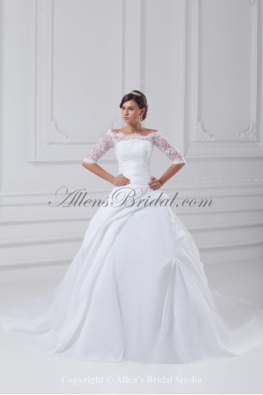 Taffeta Strapless Court Train Ball Gown Wedding Dress with Jacket
