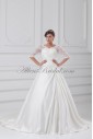 Satin Strapless Neckline Sweep Train A-line Wedding Dress with Jacket