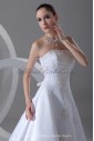 Satin Strapless Neckline Chapel Train A-line Embroidered Wedding Dress