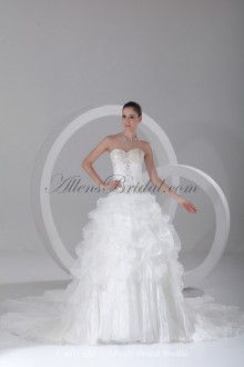 Organza Sweetheart Neckline Floor Length Ball Gown Embroidered Wedding Dress