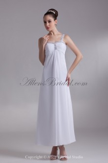 Chiffon Straps Neckline Ankle-Length Column Embroidered Wedding Dress