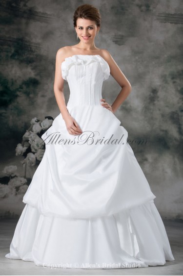 Taffeta Strapless Neckline Floor Length Ball Gown Wedding Dress