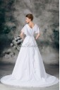 Chiffon V-Neck Neckline Sweep Train A-line Half-Sleeves Wedding Dress