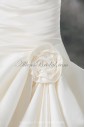 Satin Strapless Neckline Chapel Train Sheath Hand-made Flower Wedding Dress