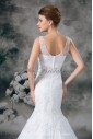 Lace V-Neck Neckline Sweep Train Sheath Wedding Dress