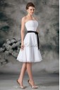 Chiffon Strapless Neckline Knee Length Column Sash Short Wedding Dress