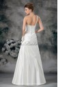 Satin Strapless Neckline Floor Length Sheath Hand-made Flowers Wedding Dress