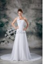 Chiffon One-Shoulder Neckline Chapel Train A-line Wedding Dress