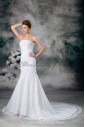 Lace Strapless Neckline Sweep Train Sheath Embroidered Wedding Dress